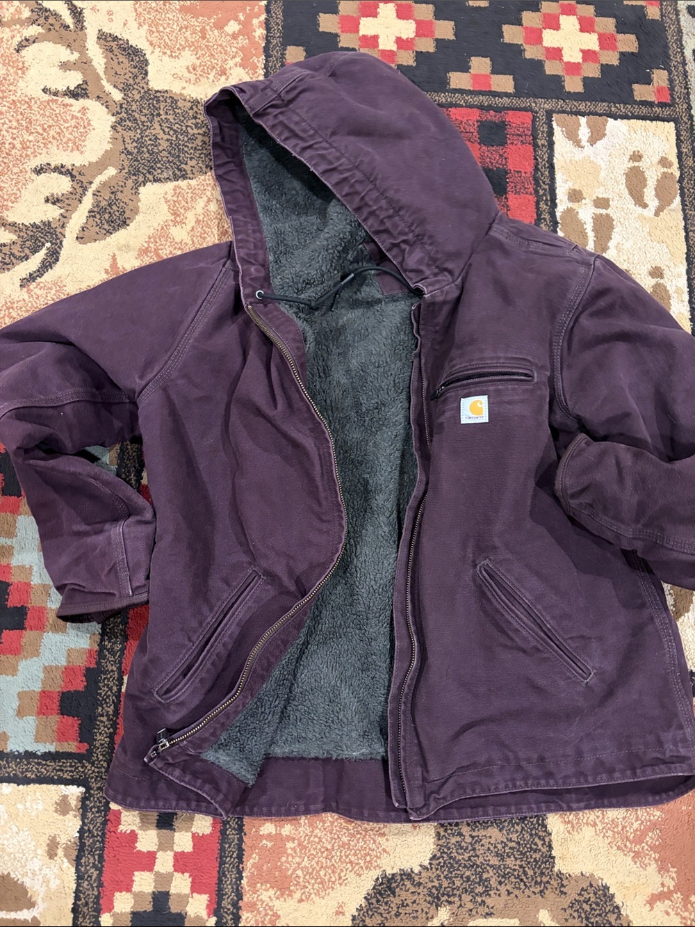 Womens Sherpa lined dark purple Carhartt jacket